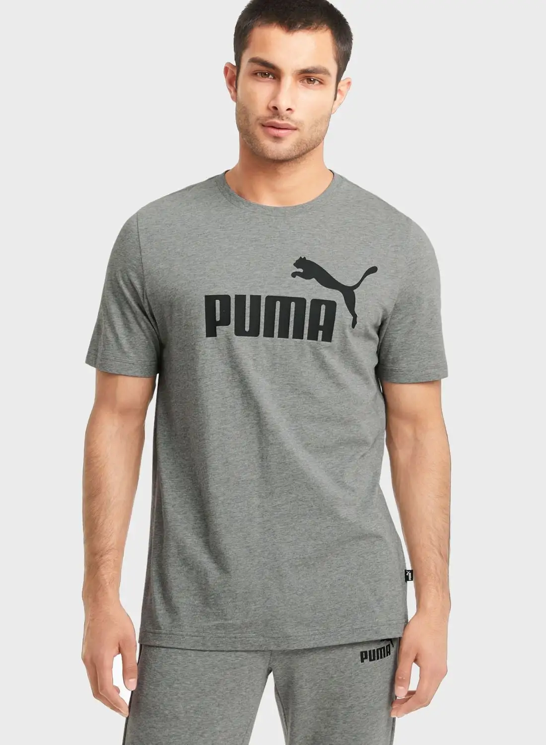 PUMA Logo Detail Crew Neck T-Shirt Grey