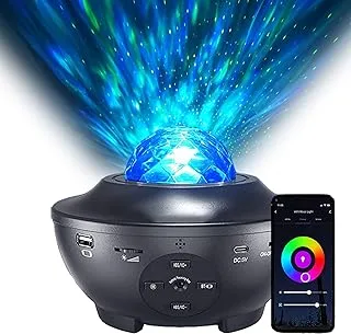 Smart Night Light Projector for Bedroom, Galaxy Projector Light Works with Nebula Cloud Light Ocean Wave Projector Bluetooth Speaker Gift for Adults Game Room Party Home Theatre Decoration
