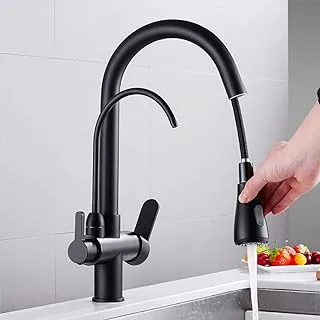 YHSGY Bathroom Sink Taps Matte Black Filtered Crane For Kitchen Pull Out Spray 360 Rotation Water Filter Tap Three Ways Sink Mixer Kitchen Faucet