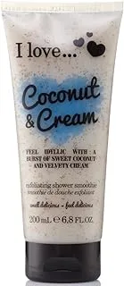 I Love Originals Coconut & Cream Shower Smoothie, Enriched With Natural Almond Shell to Remove Impurities & Dead Cells, Leaves Skin Feeling Cleansed, Vegan-Friendly - 200ml
