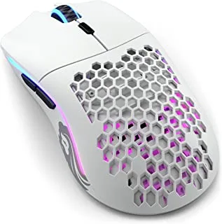 Glorious White Gaming Mouse -Glorious Model O Wireless Minus Mouse - RGB Mouse 65 g Lightweight Mouse Gaming - PC Accessories - Gaming Mouse Honeycomb - Gaming Mouse Wireless (Matte White Mouse)