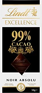 Lindt Excellence Dark 99 Percent Cocoa Chocolate Bar, 50g - Pack of 1