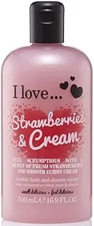 I Love Originals Strawberries & Cream Bath & Shower Crème, Filled With Natural Fruit Extracts & Vitamin B5, Nourishing & Refreshing Formula to Leave Skin Feeling Silky & Soft, Vegan-Friendly - 500ml