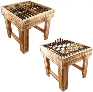 مجموعة طاولة الطاولة والشطرنج من خشب الجوز