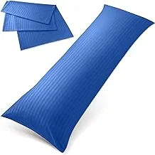 غطاء وسادة طويل مخطط من Hotel Linen Klub قطعة واحدة - 100% ألياف دقيقة مع إغلاق مظروف، جودة ناعمة ومتينة، الحجم: 45 × 125 سم، أزرق ملكي