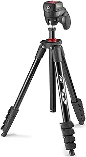 JOBY Compact Action Tripod, Camera Tripod with Ball Head, Universal ¼-20” Quick Release Mount and Carrying Bag, for CSC,DSLR, Mirrorless Cameras, Colour: Black, 1.5kg Capacity