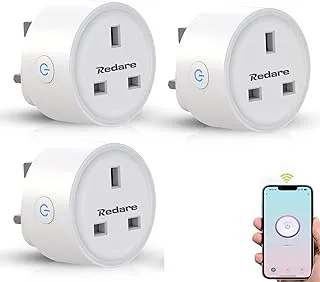 Redare Smart Plug,WiFi Plugs Alexa,16A Mini Outlet Compatible with Alexa and Google Home, Mini Socket with Remote & Voice Control with Electricity Statistics Timer Function, No Hub Required(3 Pack)