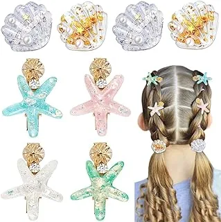 Shell Pearl Starfish Hair Clips, Mermaid Hair Accessories, Seashell Pearl Hairpins, Ladies and Girls Headwear Styling Tools Hair Accessories (8 Pcs)