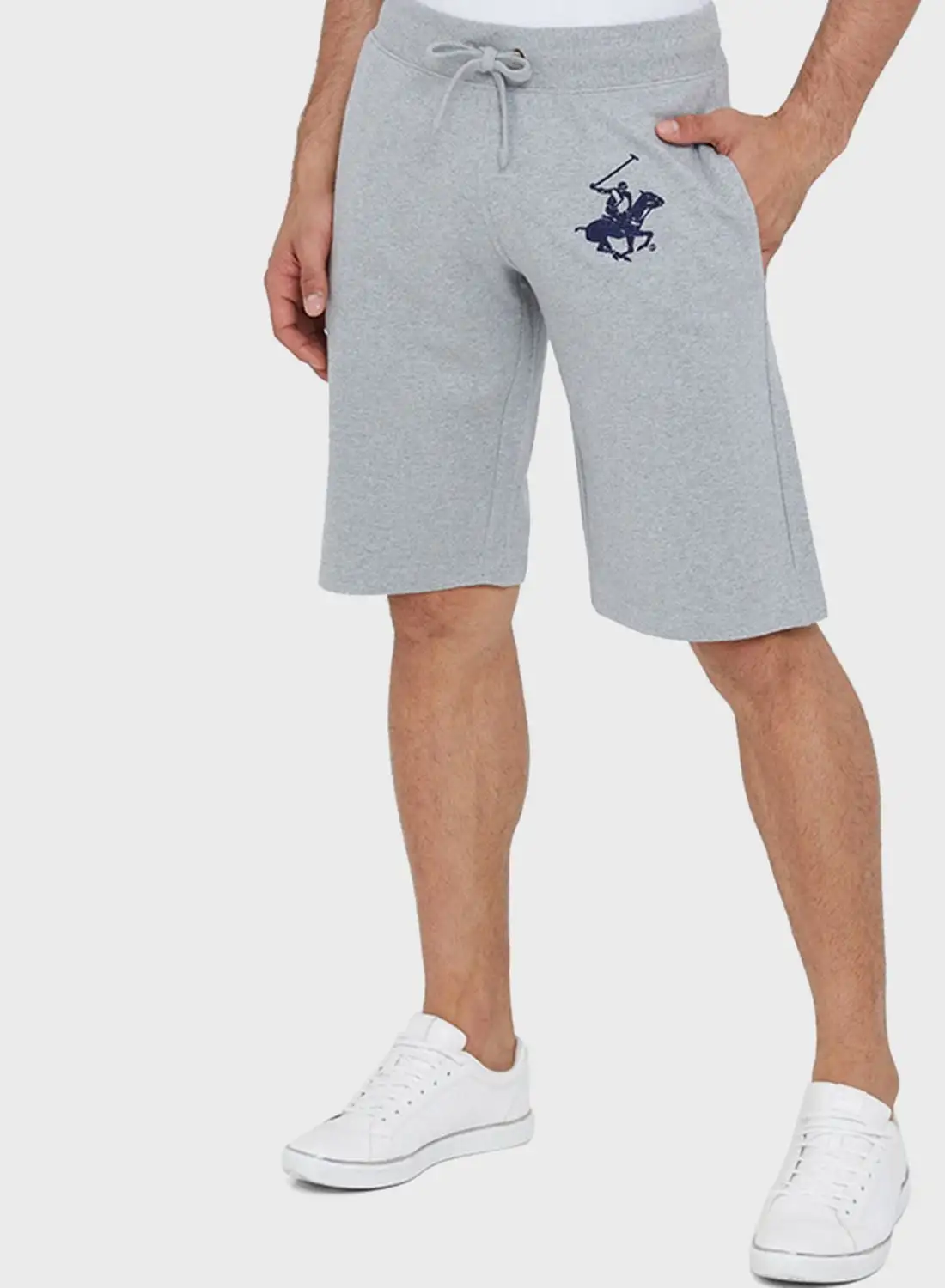 BEVERLY HILLS POLO CLUB Embroidered Logo Shorts Grey