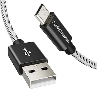 CableCreation USB إلى Micro USB Cable 4 FT، USB2.0 Micro-B USB مضفر كابل بيانات الشحن يعمل مع Fire Stick، Chromecast، Micro-B Phone 1.2M أسود