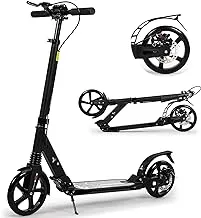 Adult Kick Scooter with Disc Handbrake, Foldable Adjustable Urban Scooter with Dual Suspension, 200mm Big Wheels for Kids Adults and Teens