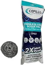 CEPILLO 3pcs Stainless Steel Scrubber Scour Pad | Kitchen Scrubbers For Dishes | Household Surfaces | Ideal for Cast Iron Pans, Grills, Sinks - SILVER 8x8x3.5cm- CP662
