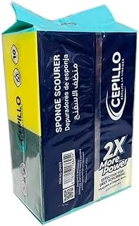 CEPILLO 10Pcs High form Sponge Scourer/Dish | Dishwashing Sponge | Scrub | Kitchen Cleaning Sponge for Cups, Plates, Cutlery & More -Yellow/Green 9.5x7.5x2.5cm