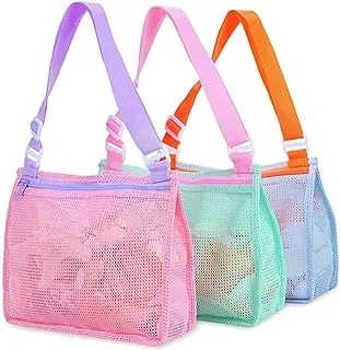 Toy Mesh Bag, ELECDON Kids Shell Collecting Bag Beach Sand Toy Totes for Holding Shells Beach Toys Sand Toys Swimming Accessories for Boys and Girls(Only Bags, A Set of 3 )