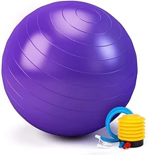 كرة التمرين، كرة اليوجا، كرة رياضية صغيرة مع مضخة هواء، لليوجا والبيلاتيس والجمباز واللياقة البدنية والتدريب الأساسي والعلاج الطبيعي ومضادة للانفجار ومضادة للانزلاق، 75 سم