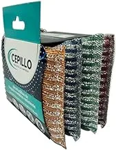 CEPILLO 4pcs Heavy duty metallic Scouring Pad Scrub | General Purpose Cleaning | Heavy Duty Cleaning Sink, pot | Kitchen Cleaning Scrub | Food Safe - Multicolour 12.5x9x1cm
