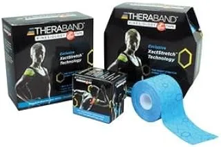 THERABAND Kinesiology Tape Roll Dispenser Box with XactStretch Application, 5 cm x 5 Meter Size, Black/White Print