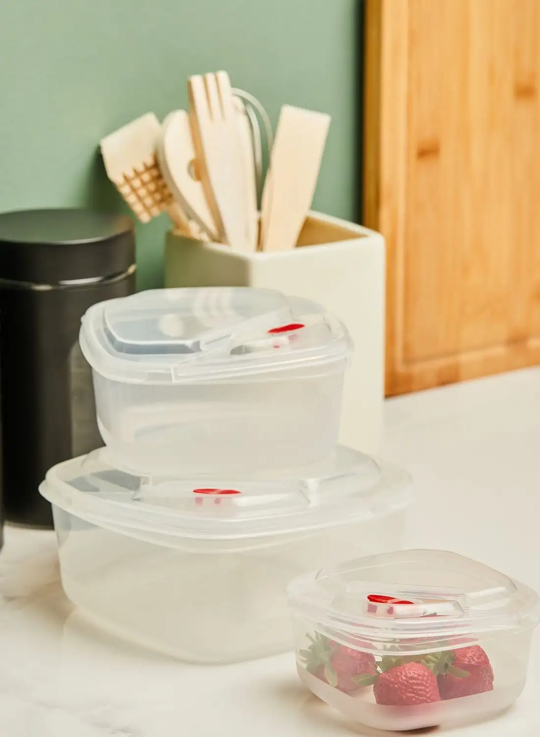 Premier Set Of 3 Clear Plastic Storage Containers