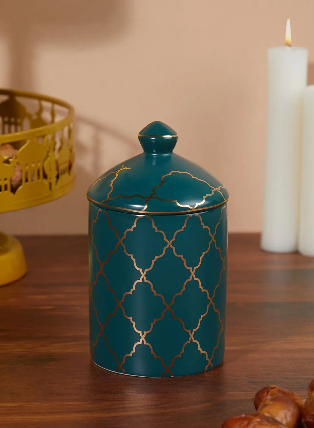 Nimah Gold Pattern Jar With Lid