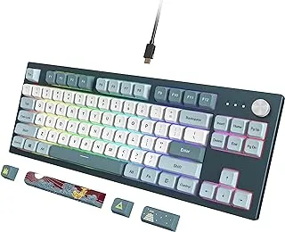 لوحة مفاتيح الألعاب الميكانيكية Montech MKey TKL: RGB LED قابلة للتخصيص، غطاء مفاتيح PBT مميز لملف MDA، مفاتيح Gateron G Brown Pro 2.0 قابلة للتبديل مسبقًا، سمة قلعة أوساكا، الحرية (MK87FB)