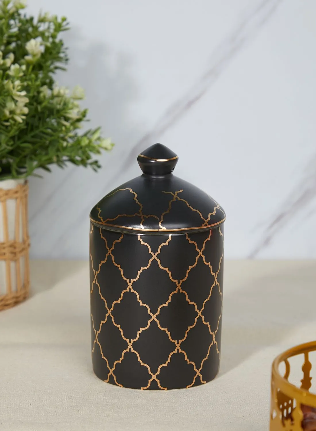 Nimah Gold Pattern Jar With Lid