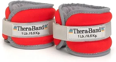 TheraBand Comfort Fit Ankle Wrist Cuff Wrap Walking Weight Set Adjustable Wrist Weights Ankle Weights for Home Workout Ankle Strengthening Physical Therapy Red 1 lb. Each Set of 2 2 Pounds