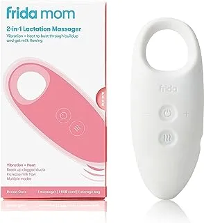 FRIDA Mom 2-in-1 Lactation Massager - Multiple Modes of Heat + Vibration for Clogged Milk Ducts, Increase Milk Flow, Breast Engorgement - USB Cord Included, WHITE, One Size