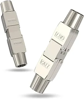 [2 Pack] Tool-Free RJ45 Coupler Shielded, Ethernet Cable Extender PoE+ for Cat7/Cat6a/Cat6 Network Cables. (A)