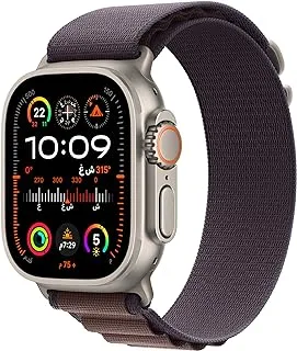 ساعة Apple Watch Ultra 2 الجديدة [GPS + Cellular 49mm] ساعة ذكية مع هيكل متين من التيتانيوم وحلقة جبال الألب النيلية متوسطة الحجم. جهاز تتبع اللياقة البدنية، نظام تحديد المواقع العالمي (GPS) الدقيق، زر العمل، عمر بطارية طويل للغاية