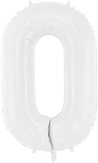 بالون فويل رقم ''0''، 86 سم، أبيض