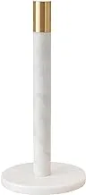 Bloomingville Marble Brass Top, White Paper Towel Holder, 12
