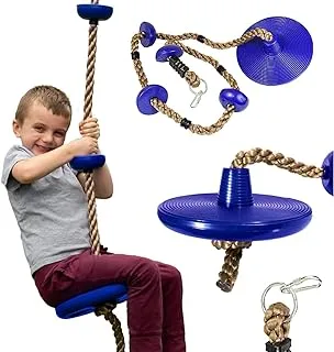 XICEN Climbing Rope Tree Swing for Kids with Platforms and Disc Swings Seat, Playground Swing Set, Outdoor Play Toys, Children Trees House Swing, with Carabiner and Strap Kit