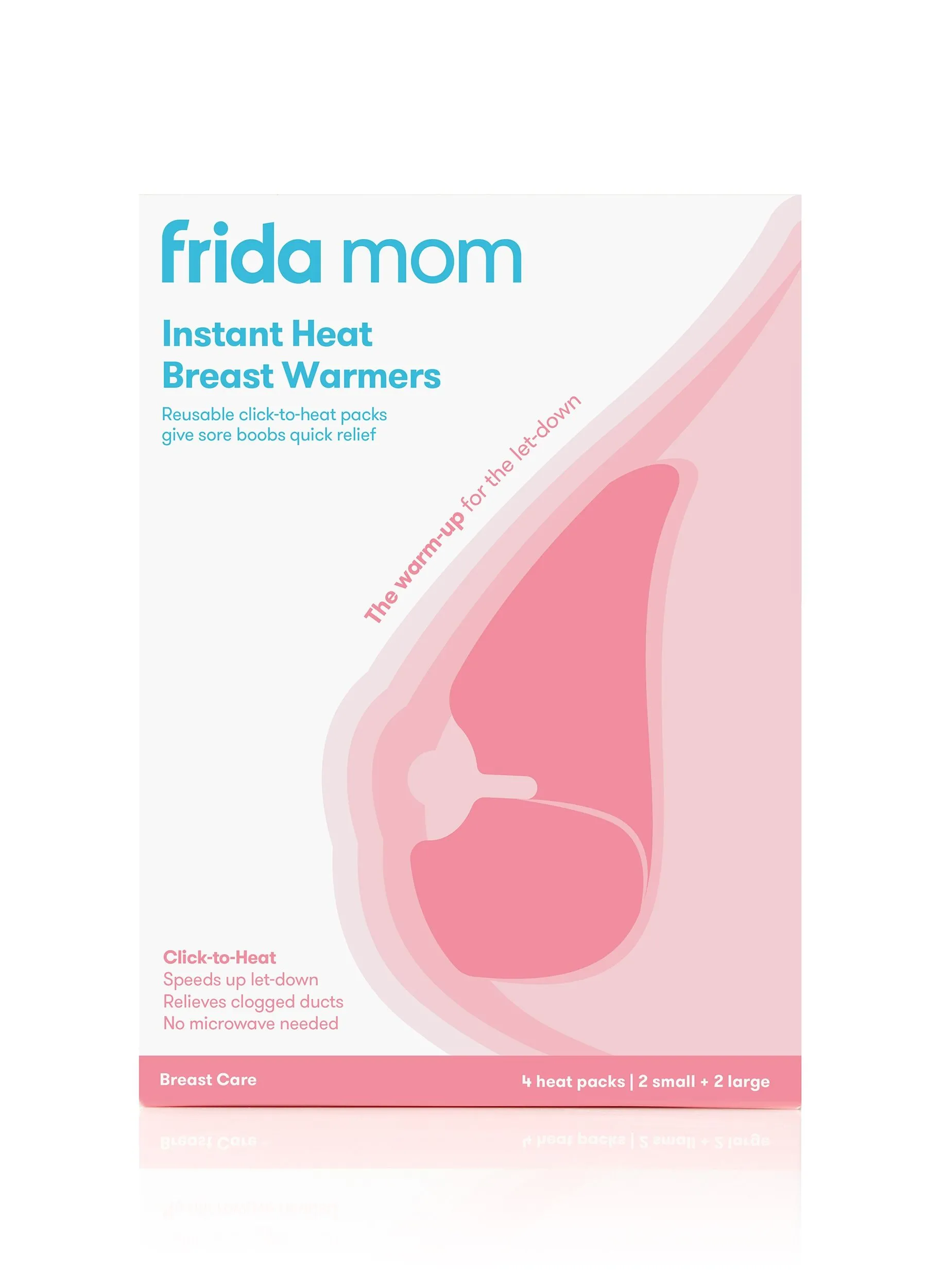 frida mom أجهزة تدفئة الثدي القابلة لإعادة الاستخدام بالحرارة الفورية من frida mom - تخفيف الضغط على الحرارة القابل لإعادة الاستخدام في لحظة للرضاعة + الأمهات الضخ - مجموعتان - 2 عبوات صغيرة + 2 عبوات حرارية كبيرة