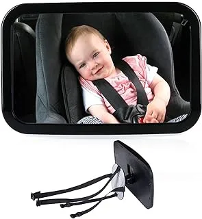 ECVV Backseat Baby Car Mirror, Rear View Mirror for Babies, Toddlers, Pet, Newborn 360° Rotation Clear Wide Angel View, Acrylic Shatterproof, Headrest Double Adjustable Strap Detachable