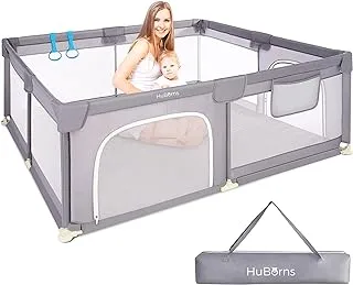 HuBorns - Padded Baby Playpen 127 x 127 x 68 cm, Non-Slip Baby Playpen, Safe and Sturdy with CE Certificate, Baby Playpen for Games and Activities, Easy to Assemble and Clean