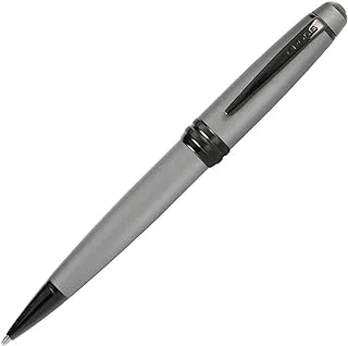 Cross Bailey Matte Grey Lacquer Ballpoint Pen with polished black PVD appointments