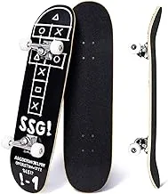 Pro Skateboard, 31 x 8 Inch Double Kick Standard Skate Board, High Quality 7 Layer Wooden Concave Deck Skateboard for Youth Adults, Kids, Beginners and Experts, Cruiser Longboard, Roller Skateboard