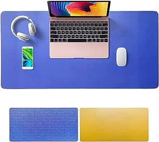 SKY-TOUCH Desk Pad Leather Computer Mouse Pad Office Desk Mat Extended Gaming Mouse Pad, Non-Slip Waterproof Dual-Side Use Desk Mat Protector 80cm x 40cm (Blue/Yellow)