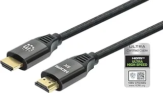 Manhattan 8K Ultra High Speed HDMI Cable with Ethernet – Certified 2.1-3ft, 7ft, 10ft - 4k 120hz, 8K 60hz, 48Gbps, Gold Contacts, Braided Cord –Lifetime Mfg Warranty -for Gaming, PS5, Xbox, TV, Roku