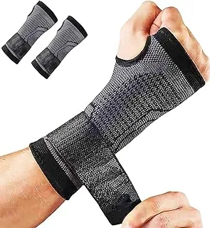 FDTY 2-Pack Wrist Brace Wrist Wrap, Wrist Strap Hand Compression Sleeves Support for Fitness Weightlifting MTB Tendonitis Sprains Recovery, Carpal Tunnel Arthritis, Pain Relief (Large)