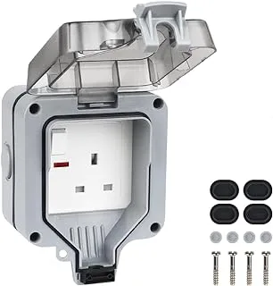 Outdoor Waterproof Switched Socket, IP66 Wall Electrical Outlets and Wall Plug Socket Box (Single Socket)