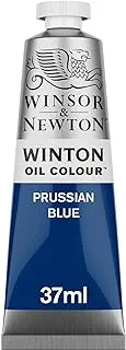 Winsor & Newton Winton Oil Colour Prussian Blue 37ml tube with even consistency, non-fading, high coverage, rich in colour pigments