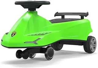 سيارة لامبورجيني متأرجحة للركوب مع أضواء وأصوات، دوران 360 درجة، جناح خلفي متحرك - أخضر