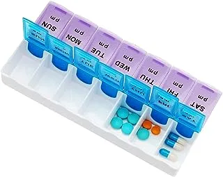 7 Day AM & PM Pill Box, Tablet Storage Box, Pill Organizer, Vitamin Medicine Tablet Dispenser with 14 compartments