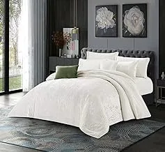 Horus Luxury Ultra Soft Winter Comforter Set, 8 Pcs Warm and Cozy Velvet Fur Comforter Set, King Neverin Size, Modern Design (White)