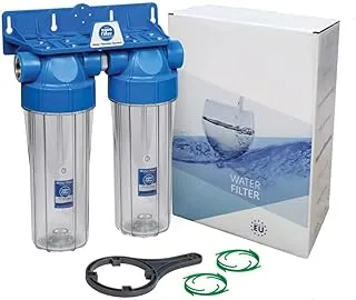 نظام تنقية مياه الشرب المضمّن المعتمد من Aquafilter Nsf مقاس 10 بوصات، للمنزل بأكمله، مدخل ومخرج 3/4 بوصة Bspt للبلدية - يزيل جميع الشوائب من (مرحلتين)