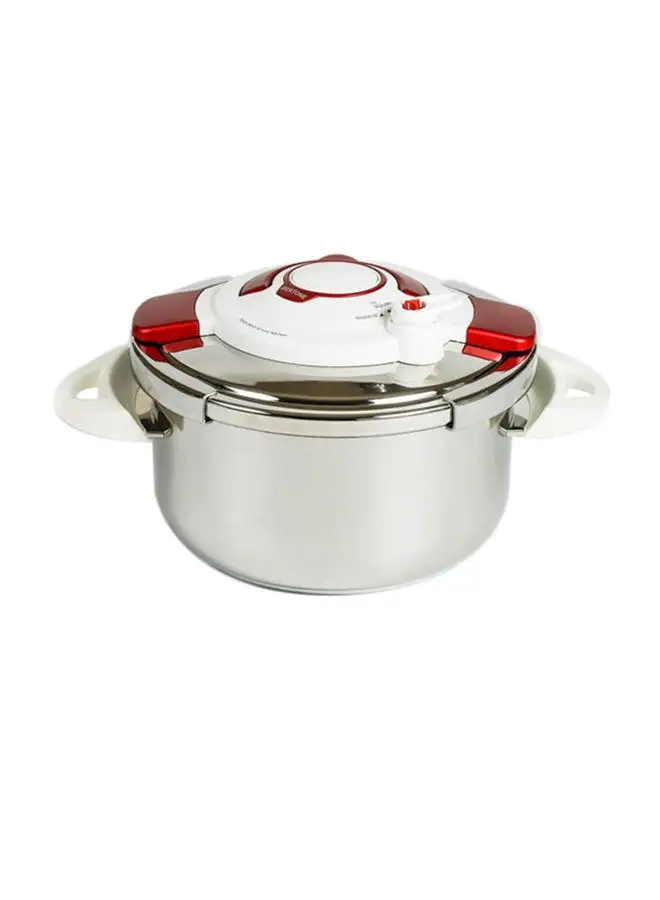 Badraig Stainless Steel Pressure Cooker White/Red/Silver 8Liters