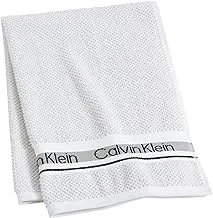 Calvin Klein Grindle Logo Band Printed 1 Piece Terry Hand Towel - 18 x 32 Inches, 100% Cotton 500 GSM (Pewter)