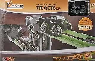 DPOWER – Vertical Climb Stunt Car Track | DIY Free Build Track, Changeable Assembly | 47pc Set, Kids Age 3+