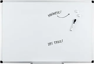 Amazon Basics Magnetic Dry Erase White Board, 91.4 x 60.96 centimeters, Aluminum Frame, Silver/White
